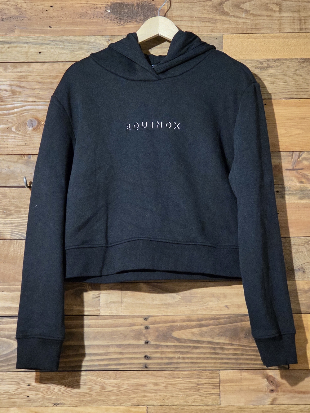 Equinox Black Short Length Pullover Hoodie Sweatshirt Cotton Blend  L Streetwear